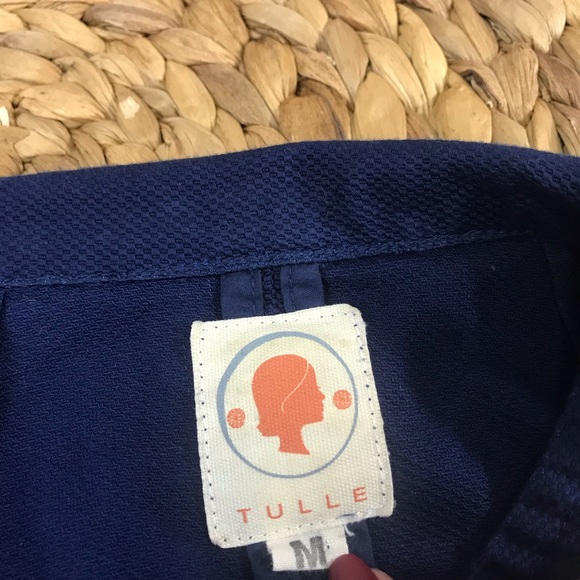 ANTHROPOLOGIE 100% cotton elegant blue pea coat - Picture 6 of 7